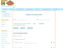 Tablet Screenshot of algebra-test-generator.basic-mathematics.com